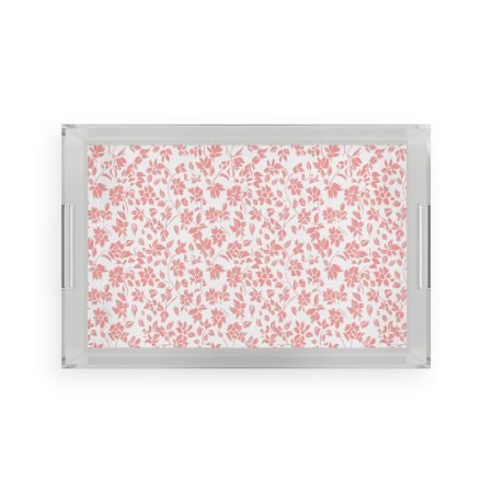Floral Acrylic Serving Tray - Elegant Home Decor, Wedding Gift, Kitchen Organizer, Dining Tray, Coffee Table Decor