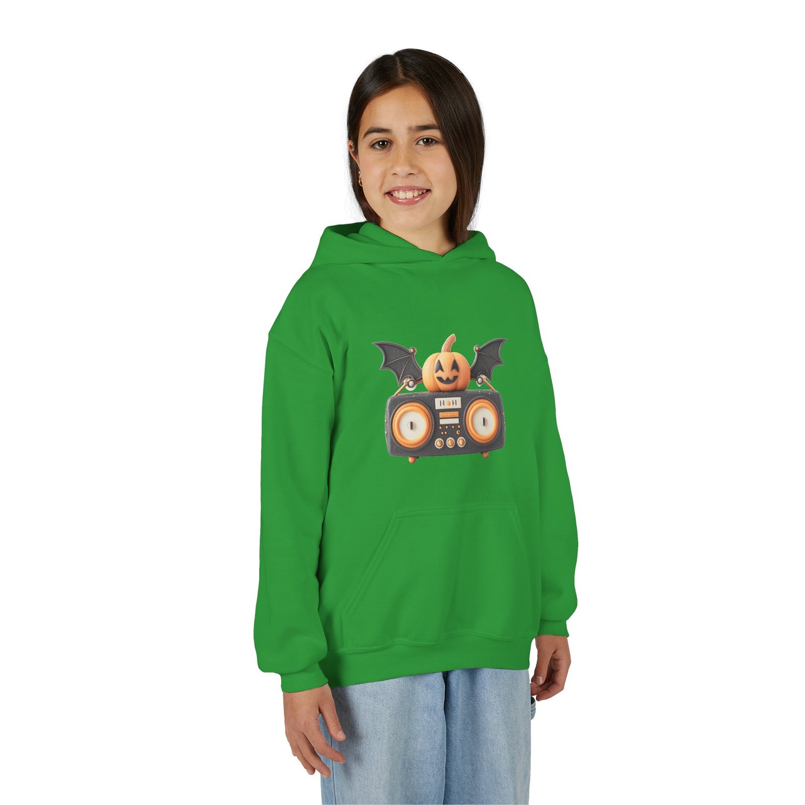 Halloween Pumpkin Beatbox Youth Hoodie, Spooky Sweatshirt for Kids, Fall Fashion, Halloween Costume, Trick or Treat Apparel - Image 5