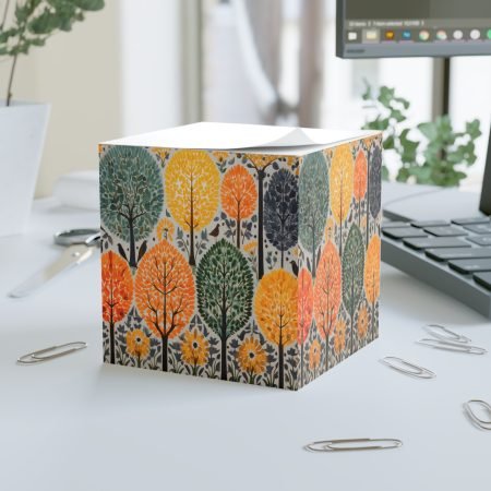 Colorful Forest Note Cube, Nature-Themed Memo Pad, Fun Office Decor, Gift for Nature Lovers, Eco-Friendly Stationery