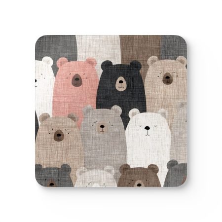 Cute Bear Cork Coaster Set, Animal Coasters, Rustic Kitchen Decor, Gift for Nature Lovers, Eco-Friendly Drinkware, Bear Themed Home