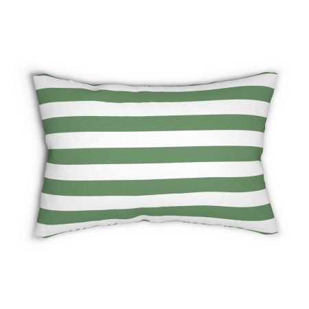 Modern Striped Lumbar Pillow, Decorative Cushion for Home, Sofa Accent Pillows, Gift for New Home, Living Room Decor, Green Throw Pillow