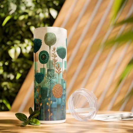 Floral Skinny Tumbler, 20oz | Stylish Drinkware, Eco-Friendly, Gift for Her, Summer Vibes, Travel Mug, Party Accessory
