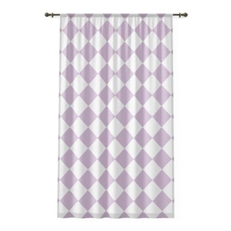 Elegant Purple Diamond Pattern Window Curtain, Modern Home Decor, Light Filtering Drapes, Nursery Room Decoration, Stylish Sheers