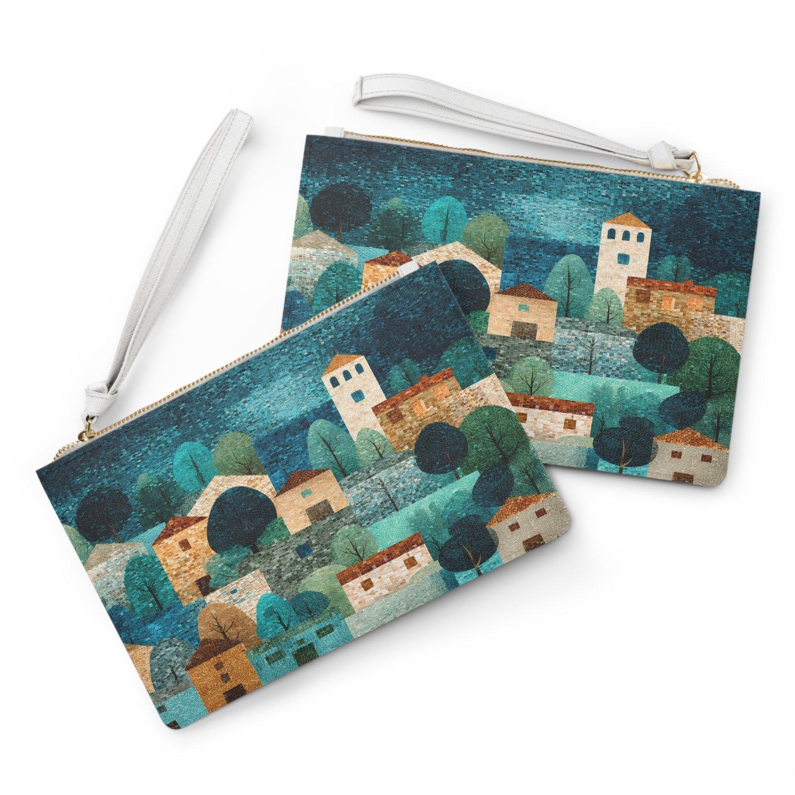 Artistic Clutch Bag - Colorful Landscape Print, Versatile Travel Organizer, Perfect for Parties, Gifts, and Everyday Use - Image 3