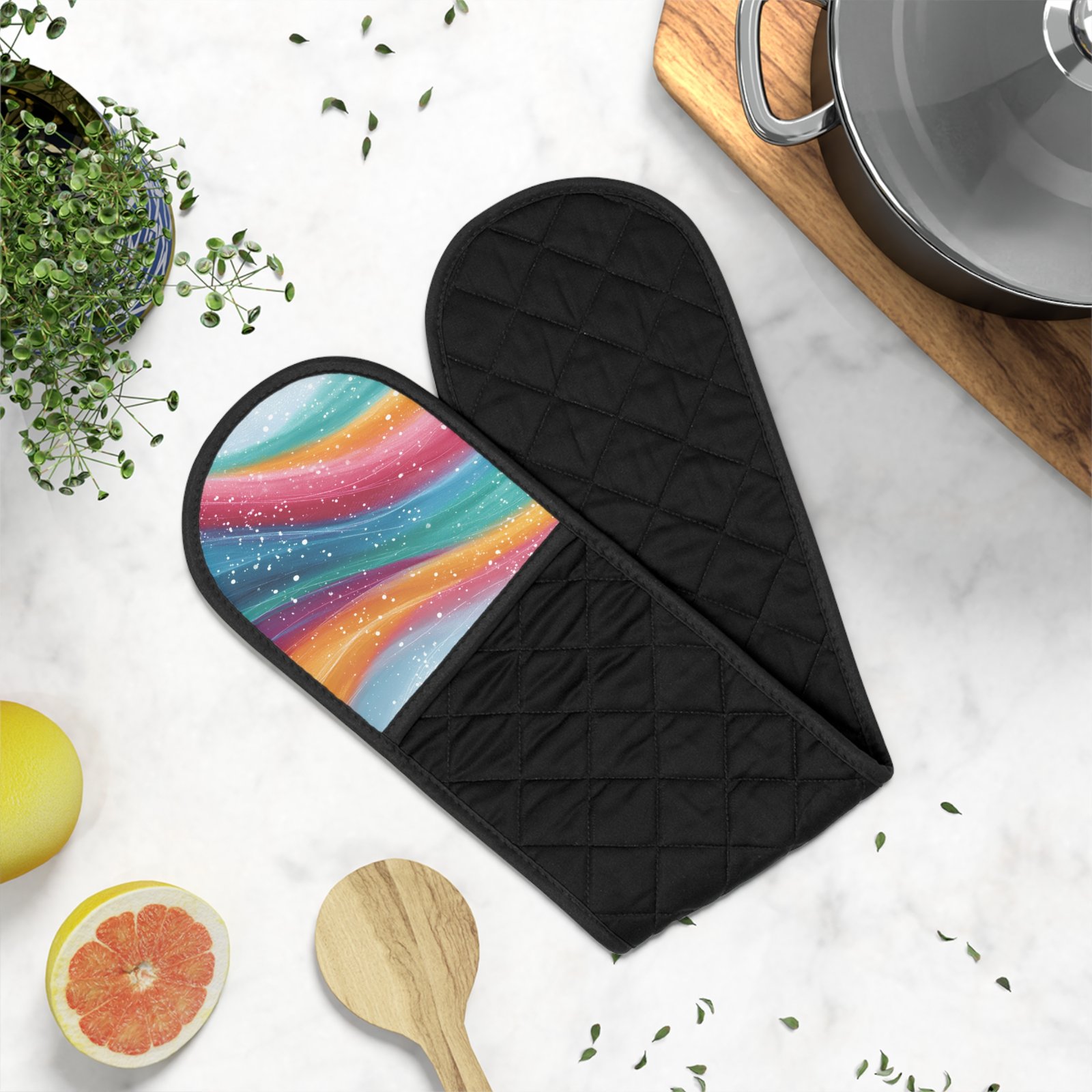 Colorful Rainbows Oven Mitts, Kitchen Gift, Cooking Accessories, Holiday Essentials, Home Decor - Image 2