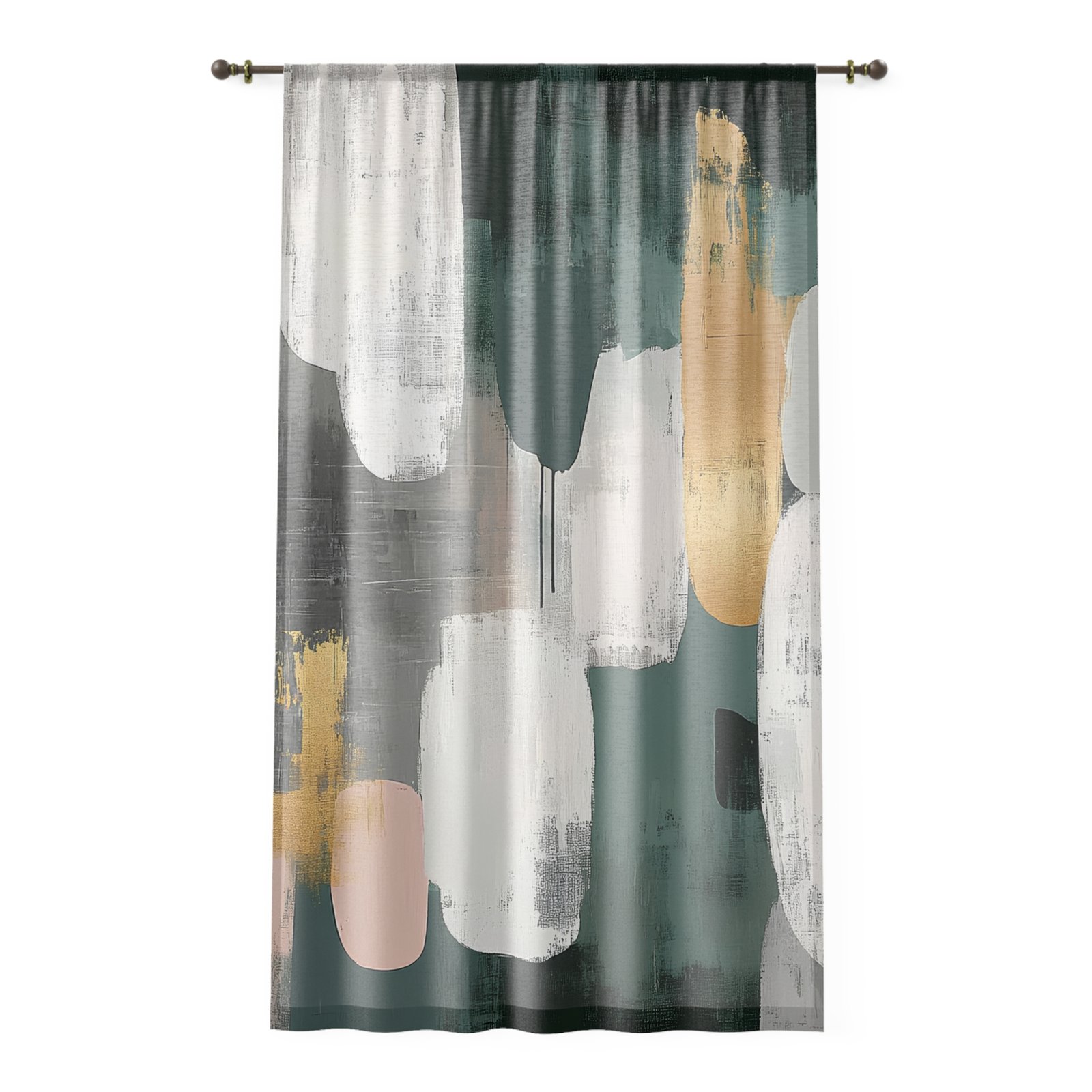 Artistic Window Curtain with Abstract Design, Boho Home Decor, Geometric Print, Living Room Accessory, Modern Interior Styling