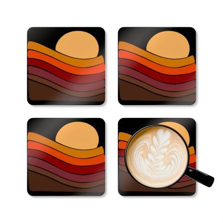 Corkwood Coaster Set | Handmade Sunset Coasters for Home Decor, Kitchen Parties, Gift for Friends, Housewarming, Eco-Friendly