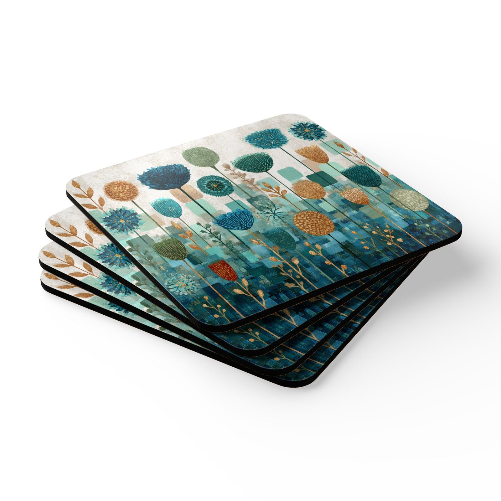 Floral Cork Coaster Set | Eco-Friendly Drink Coasters, Home Decor, Gift for Her, Kitchen Accessories, Unique Housewarming Gift - Image 3