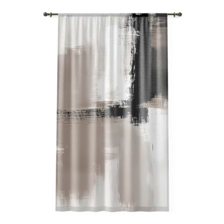 Abstract Minimalist Window Curtain, Soft Color Home Decor, Light Filtering Drapes, Modern Living Room Accent, Neutral Shade Window Treatment