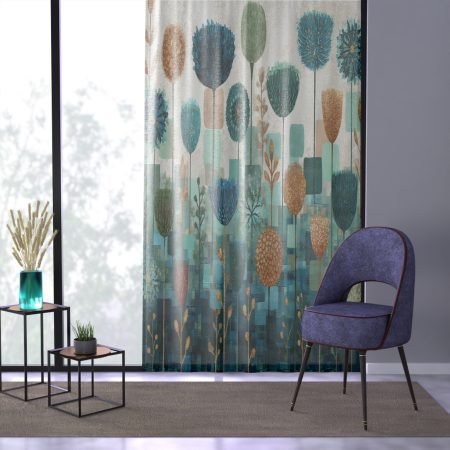 Botanical Window Curtain, Floral Home Decor, Living Room Drapes, Nature-Inspired, Eco-Friendly Curtain, Modern Interior Design
