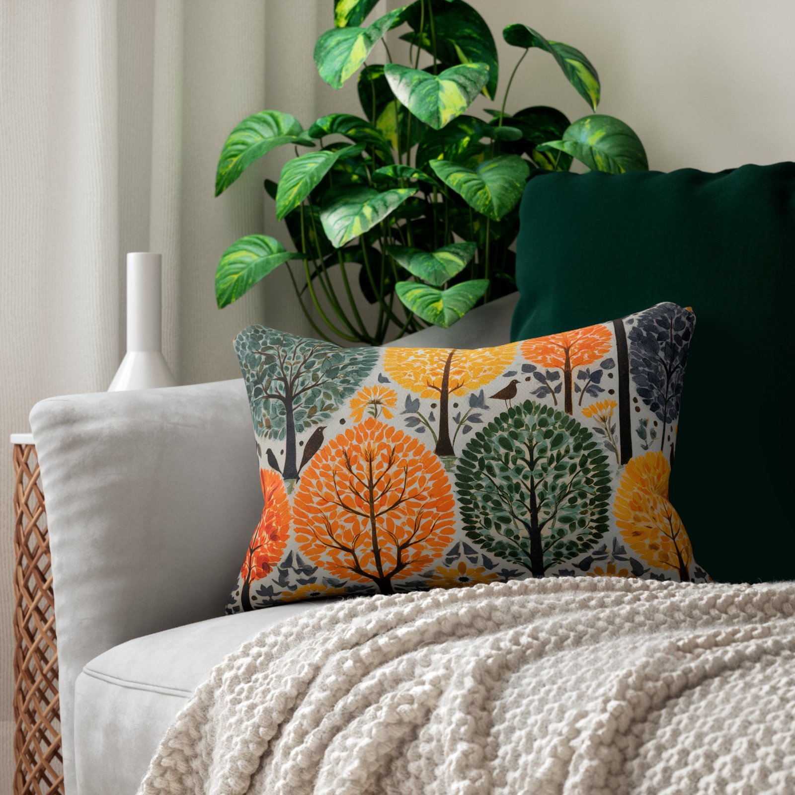 Autumn Forest Lumbar Pillow | Cozy Home Decor, Nature-Inspired Accent, Fall Gift, Decorative Cushion, Outdoor Vibes