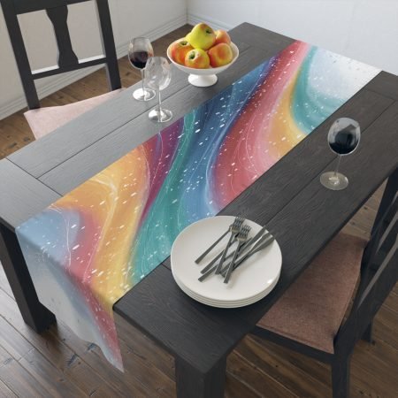 Colorful Abstract Table Runner, Vibrant Cotton & Poly Table Decor, Holiday Dining Table Accent, Kitchen or Event Use, Modern Centerpiece