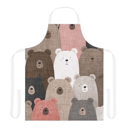 Cute Bear Print Apron - Fun Cooking Gift for Animal Lovers, Kitchen Decor, Unique BBQ Apron, Gift for Moms, Dad, Housewarming