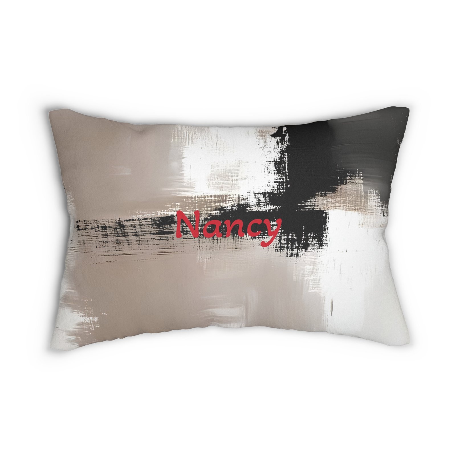 Modern Abstract Lumbar Pillow, Decorative Cushion for Living Room, Boho Home Decor, Black and Beige Throw Pillow, Unique Gift Idea - Image 7