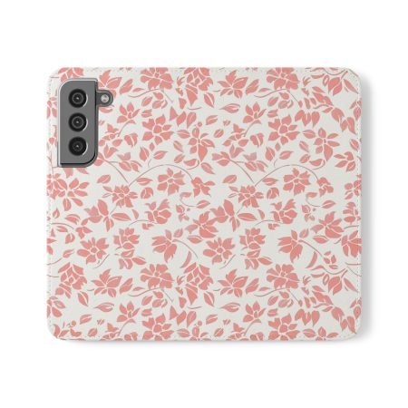 Floral Flip Case for Smartphone | Stylish Phone Accessory, Gift for Her, Cute Phone Cover, Pink Floral Design, Everyday Use