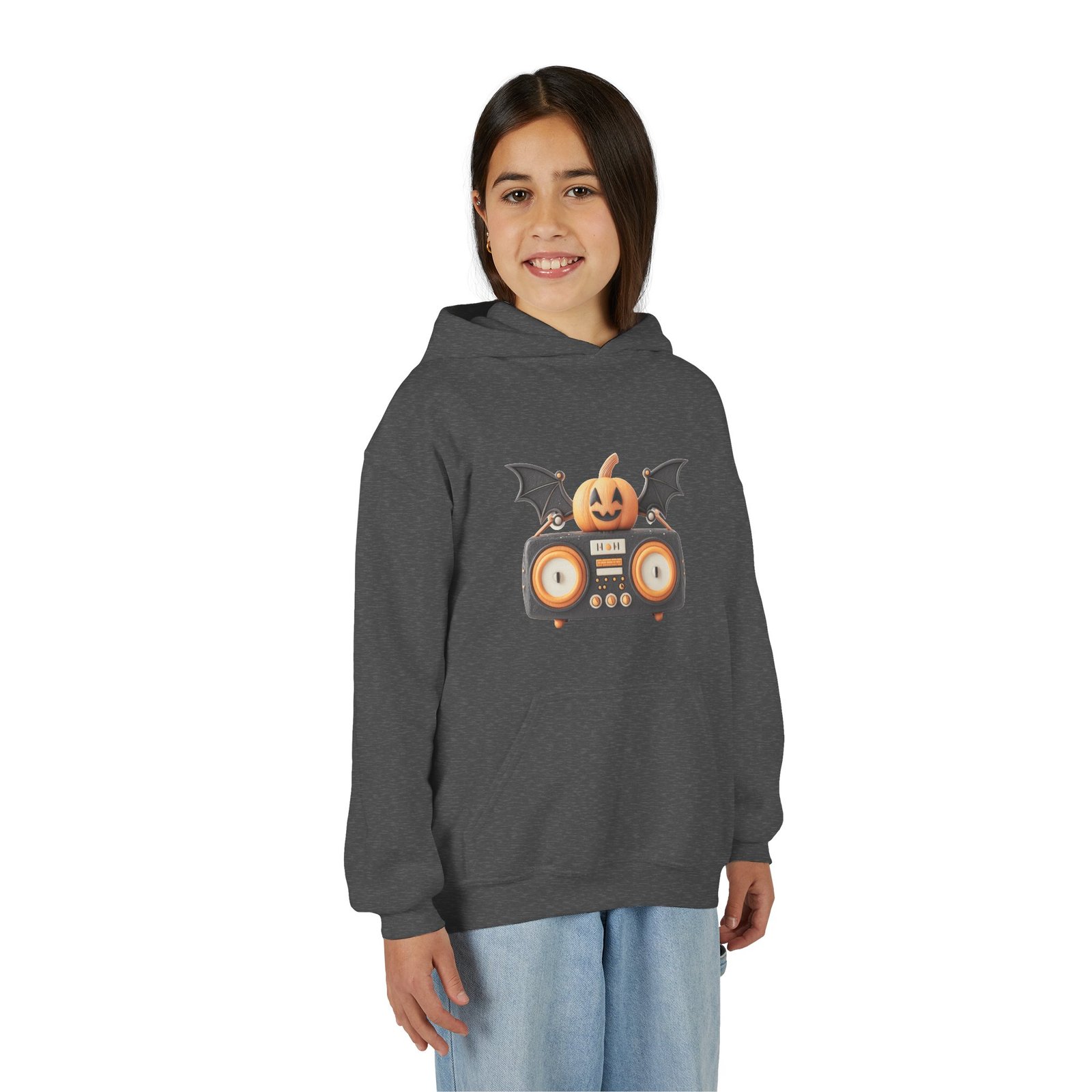 Halloween Pumpkin Beatbox Youth Hoodie, Spooky Sweatshirt for Kids, Fall Fashion, Halloween Costume, Trick or Treat Apparel - Image 6