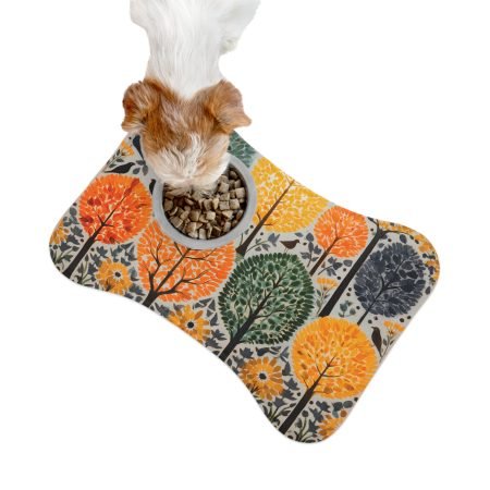 Colorful Pet Feeding Mats, Dog Dish Placemat, Cat Food Mat, Decorative Pet Supplies, Autumn Tree Design