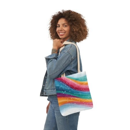 Colorful Wave Canvas Tote Bag, Stylish Beach Bag, Eco-Friendly Tote, Reusable Shopping Bag, Vibrant Art Bag, Gift for Her, Summer Accessory