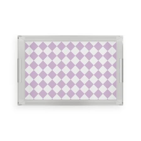Chic Acrylic Serving Tray - Lavender Diamond Pattern, Home Decor, Kitchen Essentials, Gift for Hostess, Wedding/Party Tray