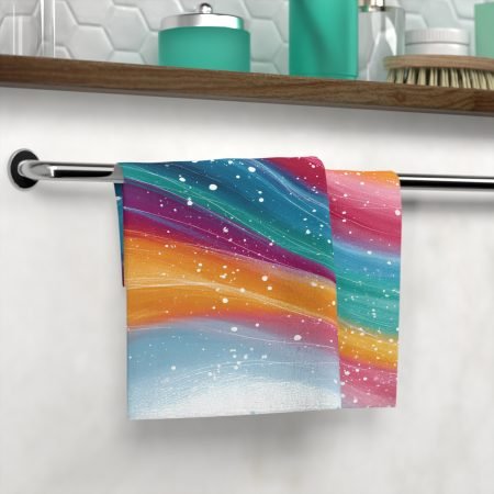 Vibrant Abstract Face Towel, Colorful Towel for Bathroom Decor, Spa Essential, Unique Gift for Her, Art-Inspired Home Accessory