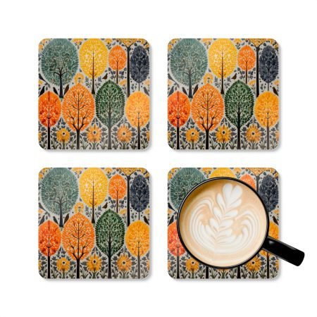 Autumn Tree Coaster Set, Rustic Home Decor, Nature Lover Gift, Bohemian Style, Fall Table Decor, Eco-Friendly Coasters