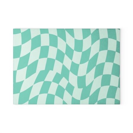 Aesthetic Mint Checkered Glass Cutting Board, Kitchen Decor, Gift for Chefs, Housewarming Gift, Unique Home Essentials