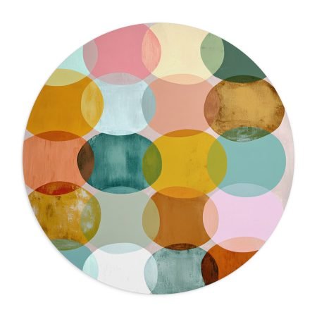 Colorful Geometric Mouse Pad, Office Decor, Gift for Gamers, Cute Desk Accessories, Modern Home Office, Round Mouse Mat