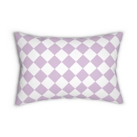 Cozy Lilac Checkered Lumbar Pillow, Decorative Cushion, Home Accent, Throw Pillow, Gift for Her, Living Room Decor