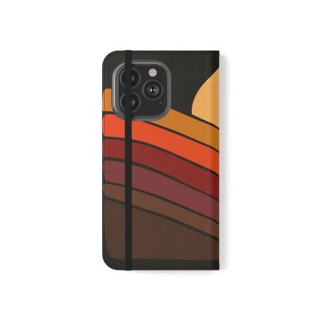 Retro Sunset Flip Case - Phone Wallet Cover, Smartphone Accessory, Gift for Him/Her, Travel Organizer, Birthday Present