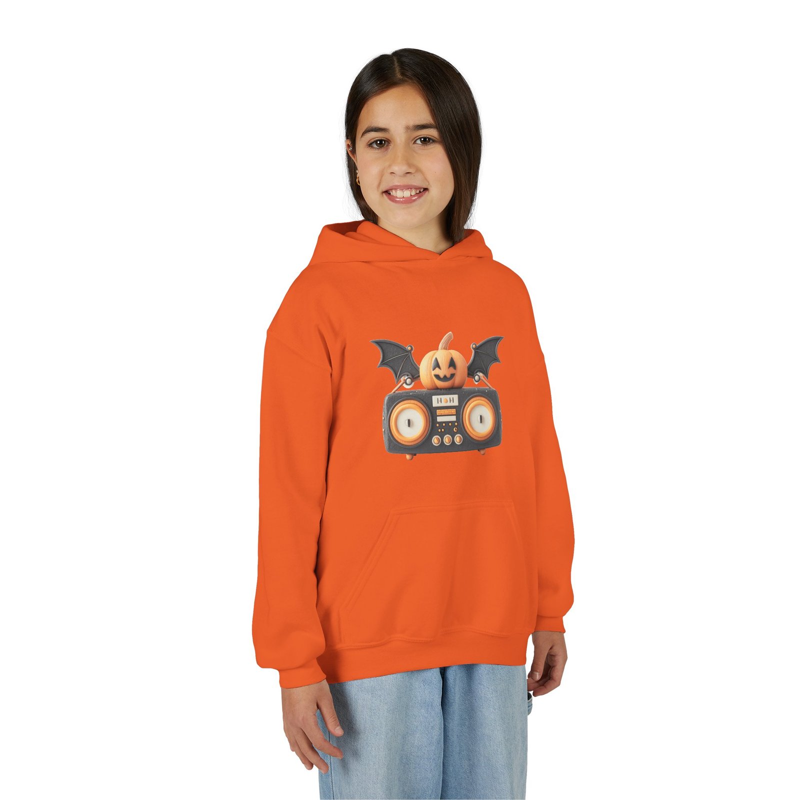 Halloween Pumpkin Beatbox Youth Hoodie, Spooky Sweatshirt for Kids, Fall Fashion, Halloween Costume, Trick or Treat Apparel - Image 4