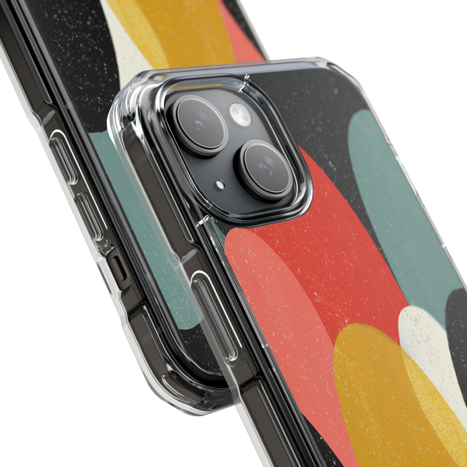 Stylish Phone Case with Vibrant Abstract Design, Clear Magnetic Impact Case, Cell Phone Cover, Unique Gift Idea, Modern Accessories - Image 3