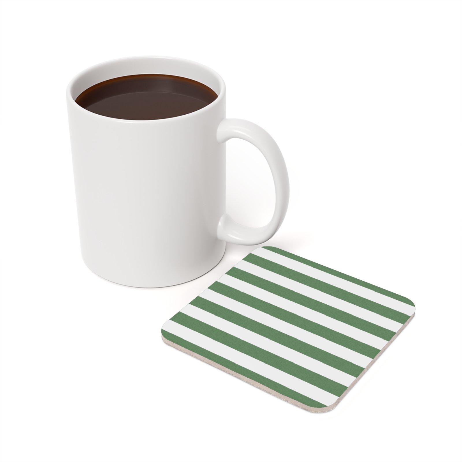 Stylish Cork Back Coaster Set, Green Striped Drink Coasters, Home Decor, Gift for Coffee Lovers, Eco-Friendly Housewarming Gift - Image 6