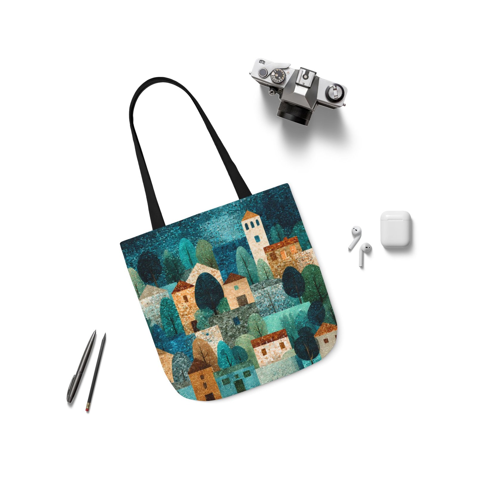 Charming Vintage Scene Canvas Tote Bag | Eco-Friendly Carryall for Shopping, Beach, Travel, or Everyday Use - Image 4
