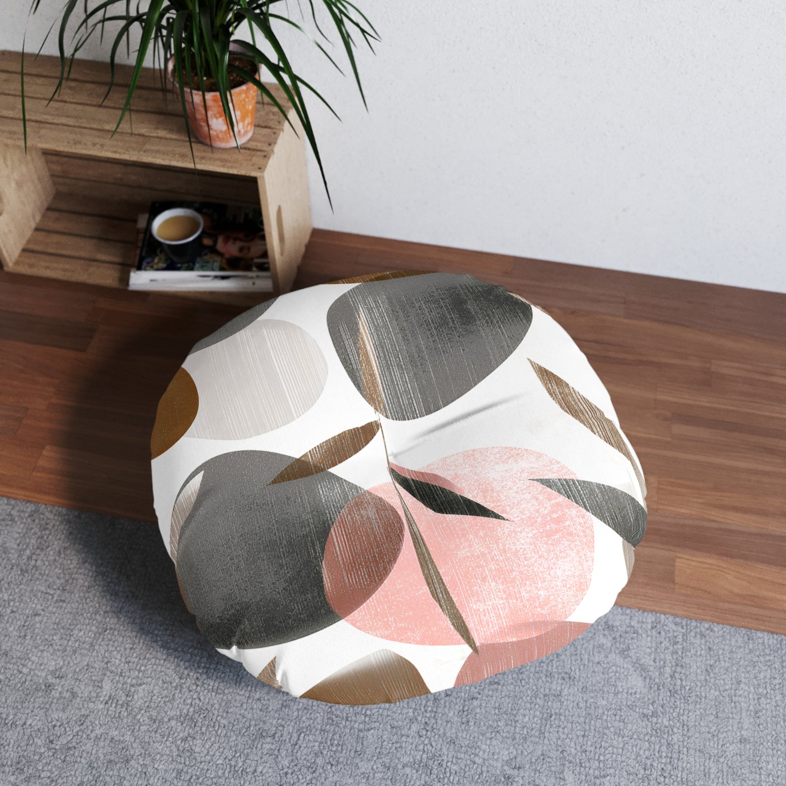 Modern Tufted Floor Pillow, Round - Boho Decor, Minimalist Cushion, Cozy Seating, Living Room Accent, Gift Idea for Home - Image 4