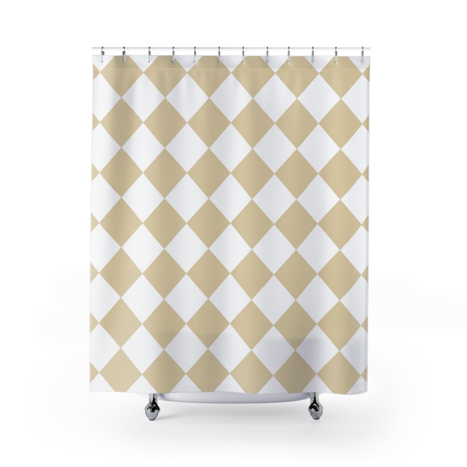 Elegant Gold Diamond Shower Curtain, Modern Bathroom Decor, Gift for New Home, Minimalist Design, Home Improvement, Wedding Registry