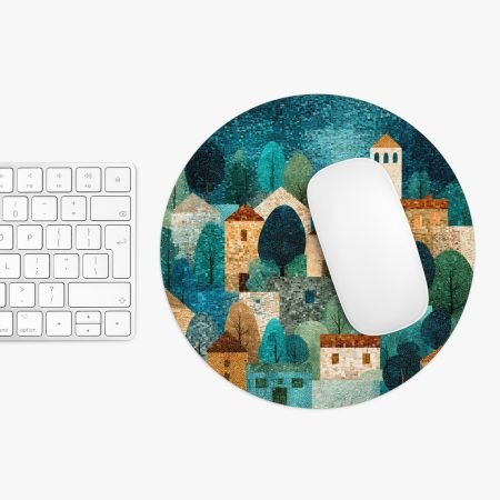 Cozy Village Landscape Mouse Pad | Desk Accessory, Home Office Decor, Gift for Students, Teachers, Workspaces, Computer Accessories