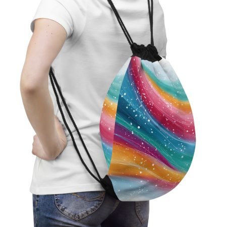 Vibrant Abstract Drawstring Bag - Colorful Gym Backpack, Art Tote, Travel Bag, Festival Accessory, Gift for Art Lovers