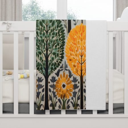 Cozy Fleece Baby Blanket, Woodland Tree Nursery Decor, Perfect Gift for Baby Showers, Autumn Baby Blanket, Soft Plush Blanket