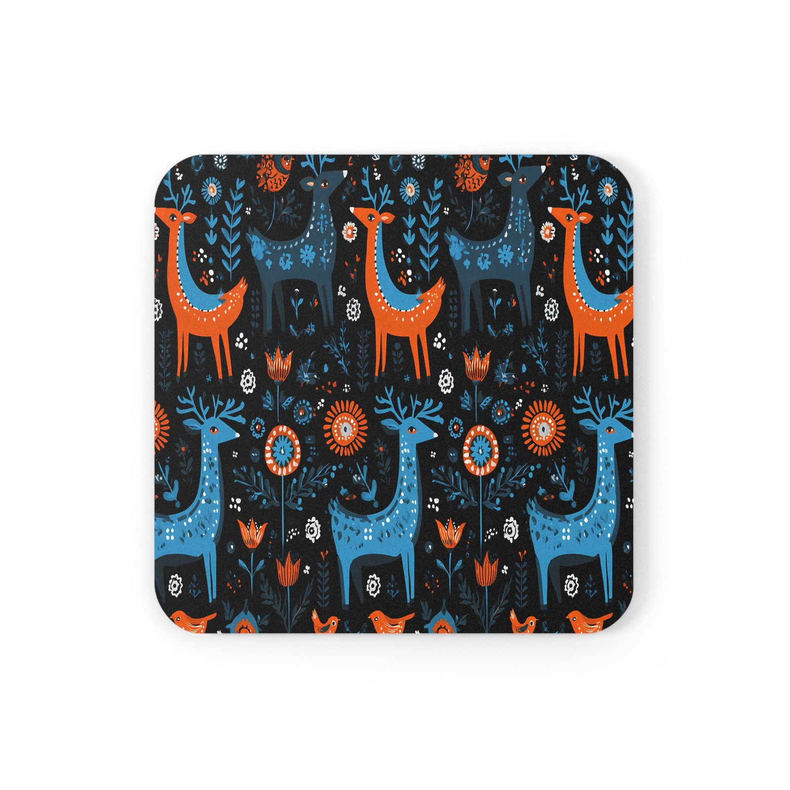 Colorful Deer Cork Back Coaster, Nature-inspired Home Decor, Unique Gift for Nature Lovers, Rustic Tableware, Holiday Coasters - Image 5