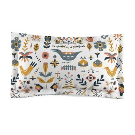 Bohemian Microfiber Pillow Sham, Cozy Bedroom Decor, Floral Bedding, Unique Gift for Home, Vintage-inspired Accent