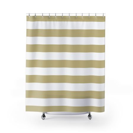 Elegant Striped Shower Curtain | Modern Bathroom Decor | Beige and White | Nautical, Minimalist Style | Gift Idea, Home Essentials