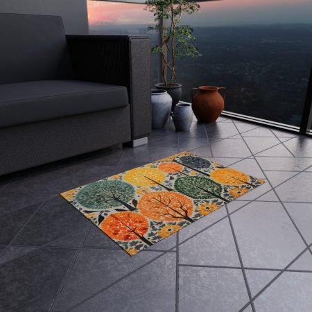 Vibrant Outdoor Rug, Colorful Area Rug, Decorative Patio Mat, Nature Inspired Floor Covering, Garden Decor Rug