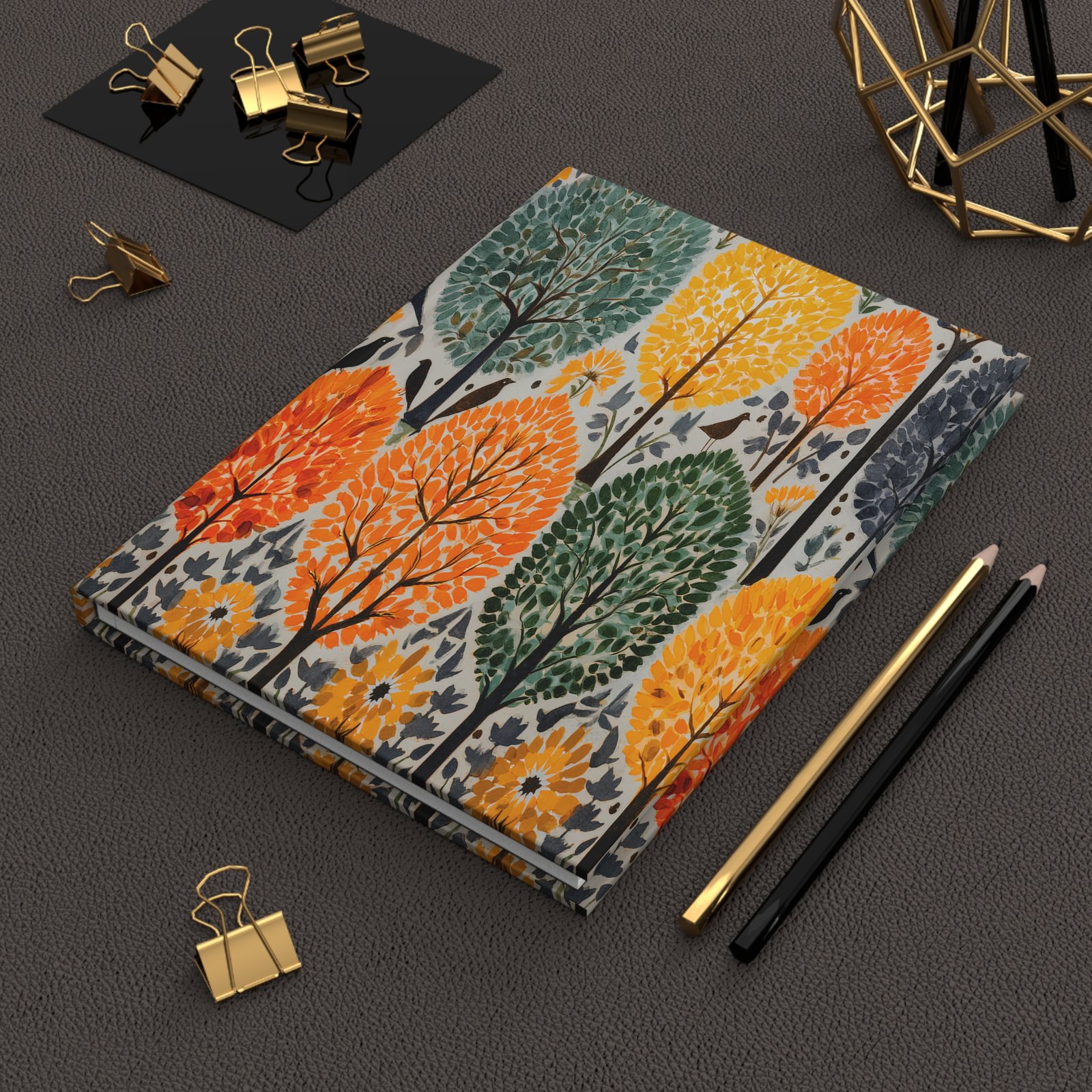 Vibrant Forest Hardcover Journal, Nature-Inspired Writing Diary, Gift for Writers, Eco-Friendly Notebook, Artistic Planner