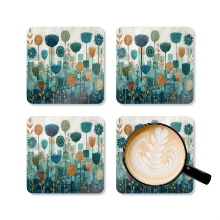 Floral Cork Coaster Set | Eco-Friendly Drink Coasters, Home Decor, Gift for Her, Kitchen Accessories, Unique Housewarming Gift