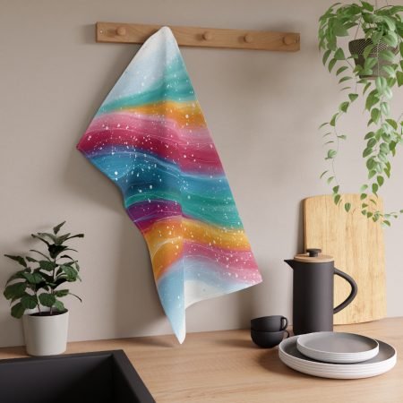 Vibrant Abstract Tea Towels for Kitchen Decor, Rainbow Design, Colorful Cotton Towels, Gift for Home, Boho Kitchen Essentials