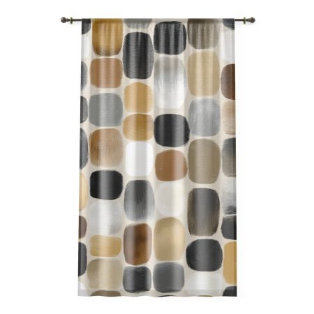 Modern Abstract Window Curtain, Home Decor, Living Room Drapes, Boho Style, Light Filtering, Geometric Print