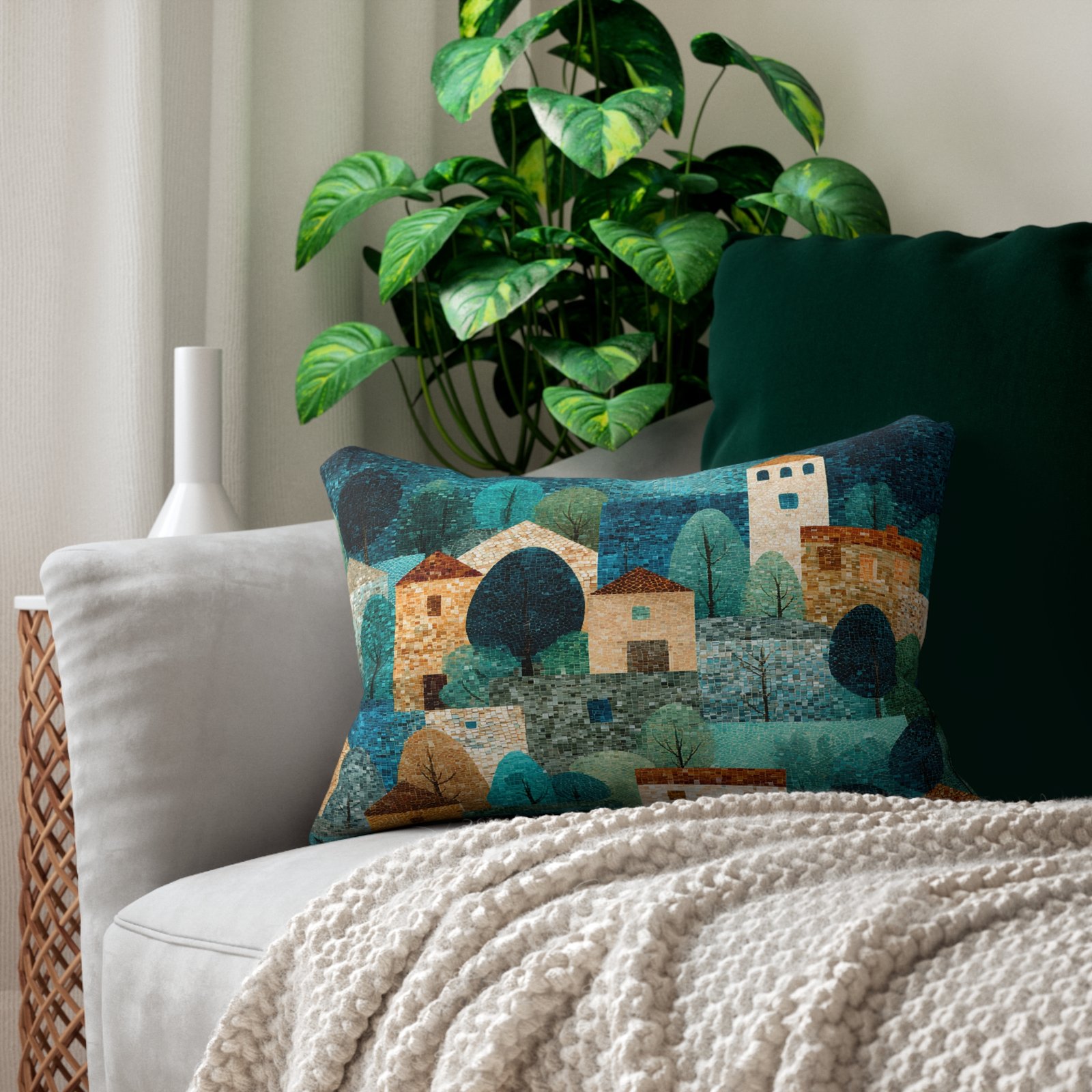 Cozy Landscape Lumbar Pillow, Decorative Throw Pillow for Home Decor, Accent Pillow for Couch, Unique Gift Idea, Cozy Living Room Decor