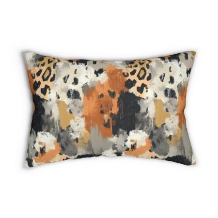 Wildlife-Inspired Lumbar Pillow, Bohemian Home Decor, Animal Print Cushion, Cozy Accent Pillow, Unique Gift for Nature Lovers