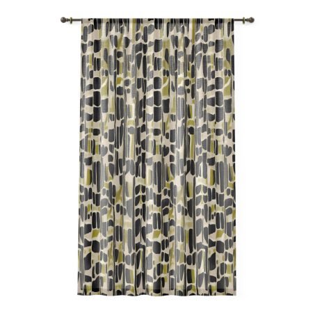 Chic Abstract Window Curtain, Modern Home Decor, Living Room Drapes, Bedroom Curtains, Elegant Privacy, Neutral Tone
