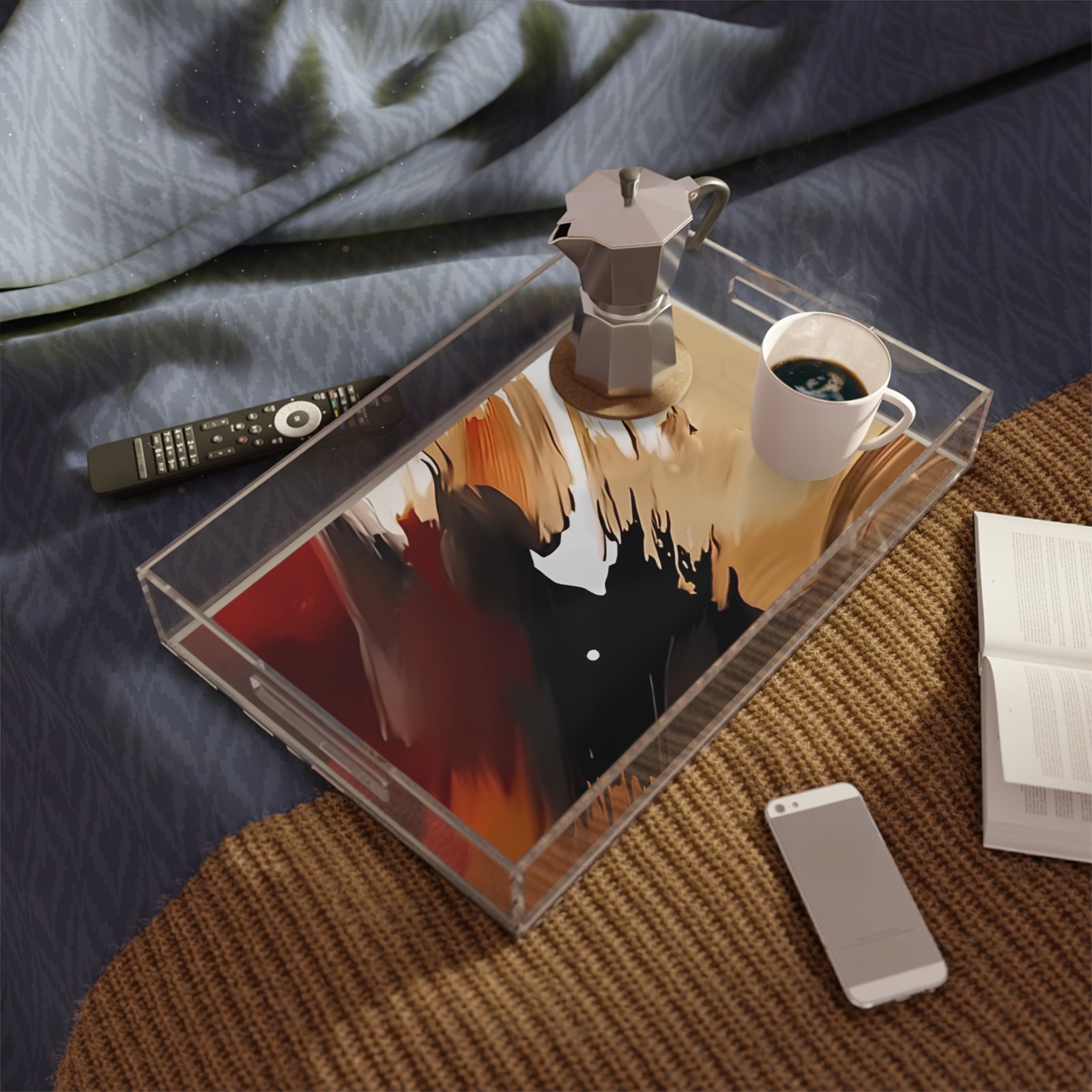 Stylish Acrylic Serving Tray, Modern Home Decor, Artful Kitchen Accessory, Unique Gift for Entertaining, Abstract Design, Decorative Tray - Image 4